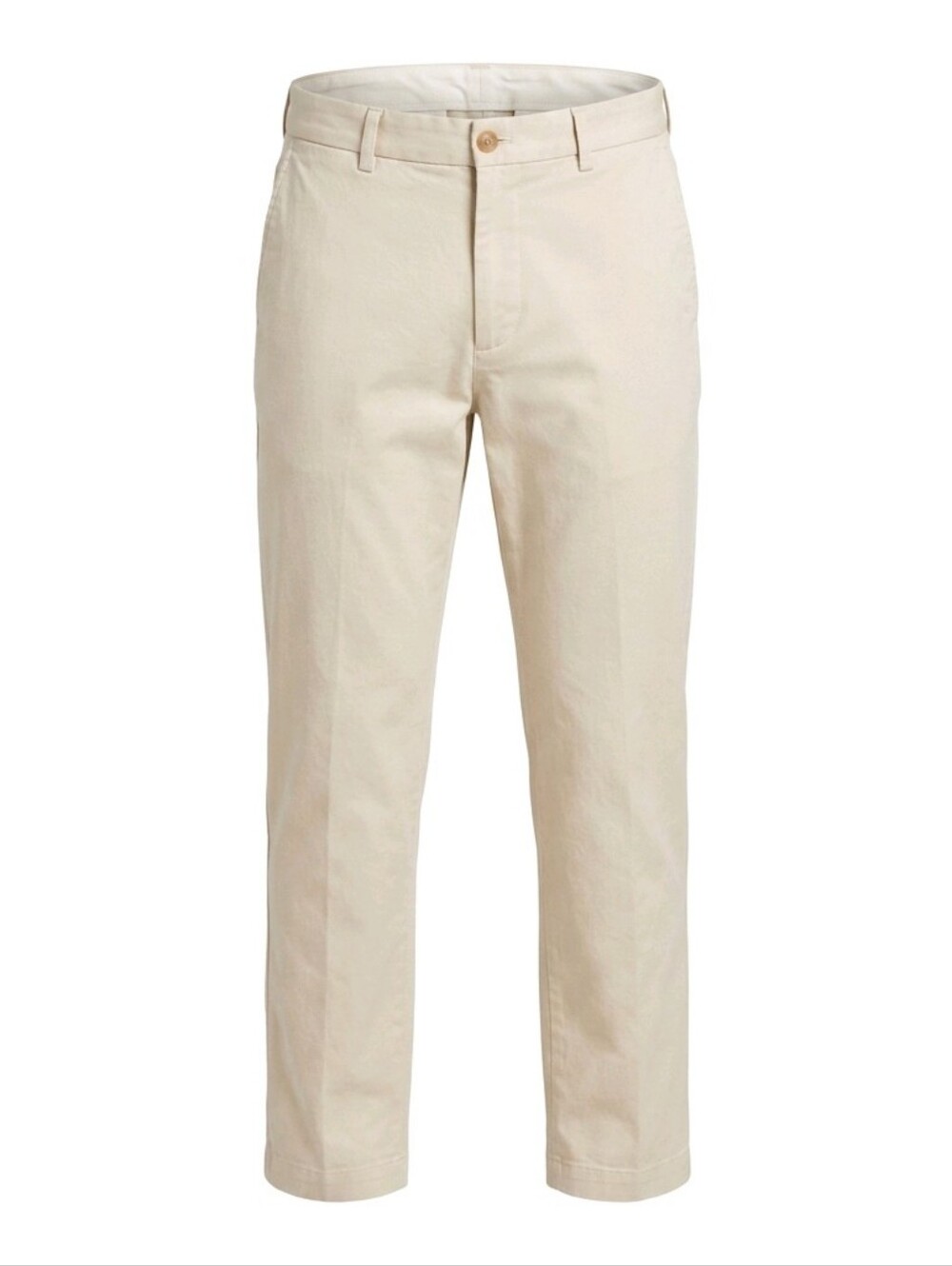 Uniqlo Beige Preppy Flat Front Casual Pants SZ S Stretch Pockets Slim Straight